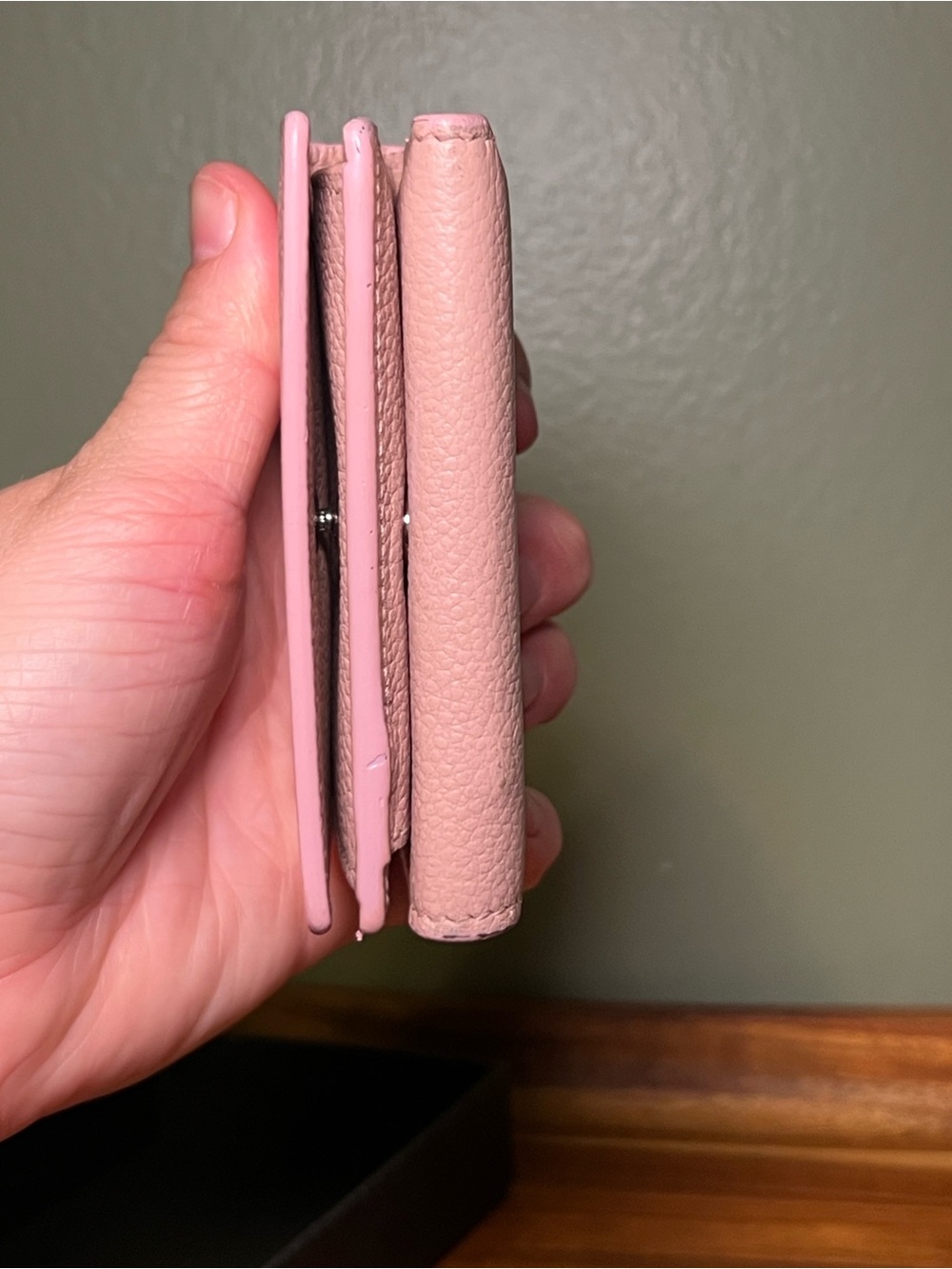 Saint Laurent Pink Pebbled Leather Tri-Fold Wallet with Box - Picture 5 of 14